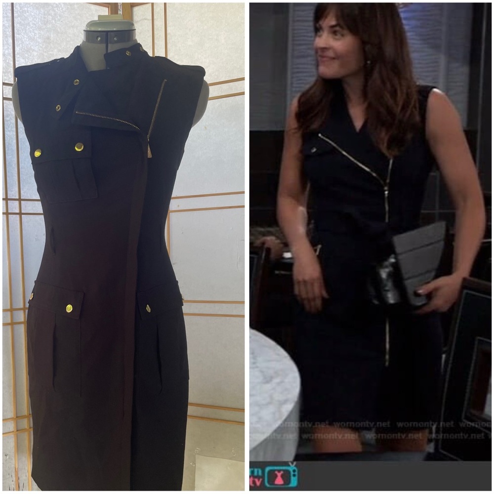 Moto Military Gold Zipper Calvin Klein Black Dress